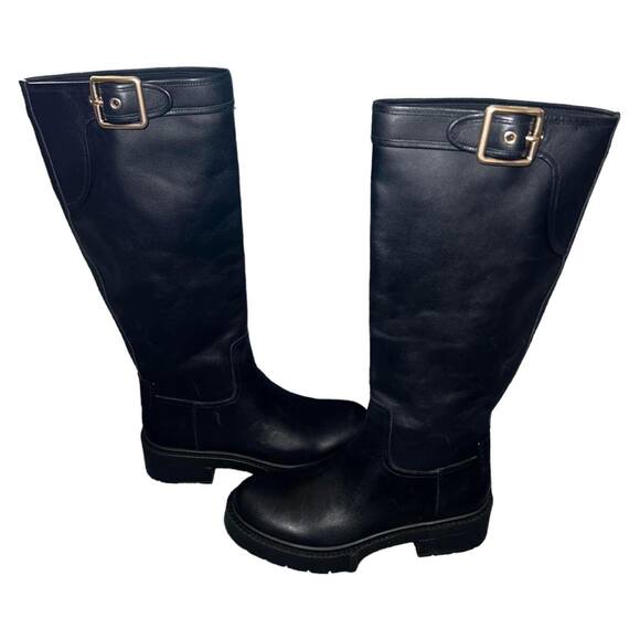 Coach Lilli Black Leather Tall Knee-High Riding Boots Size 7.5 New - Picture 4 of 10